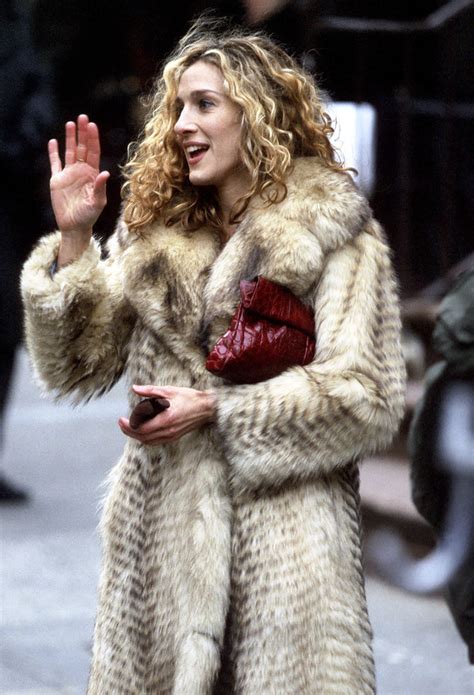 carrie bradshaw prada dress|carrie bradshaw fur coat.